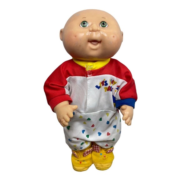 Coleco Other - Cabbage Patch Kid Preemie Baby Bald Green Eyes Fleece Sleeper 1993 OAA